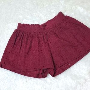 Aerie burgundy red eyelet shorts cover up summer - festival casual small